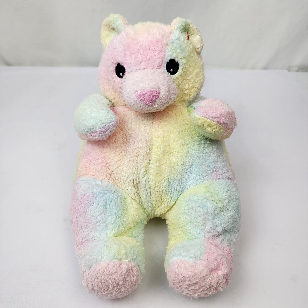 TY Bearbaby 12" Pillow Pals Bear Baby Rattle Plush Pastel Colors Stitched Eyes